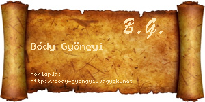 Bódy Gyöngyi névjegykártya