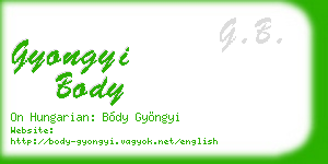 gyongyi body business card